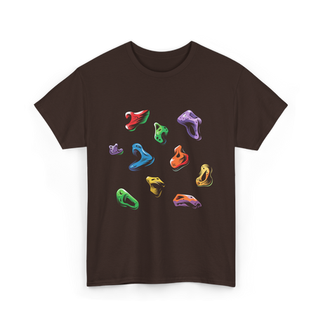 Colorful Climbing Holds Rock Climbing T-Shirt - Dark Chocolate