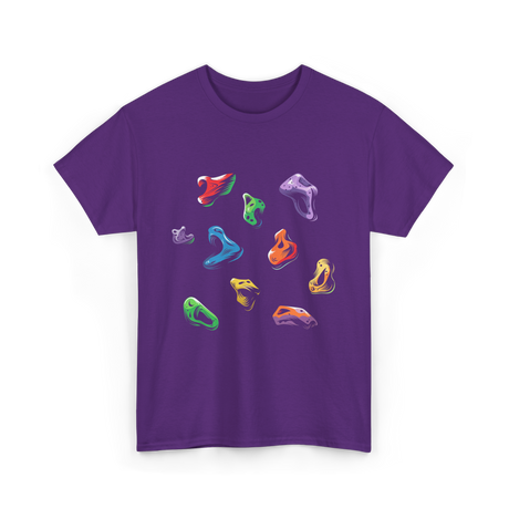 Colorful Climbing Holds Rock Climbing T-Shirt - Purple