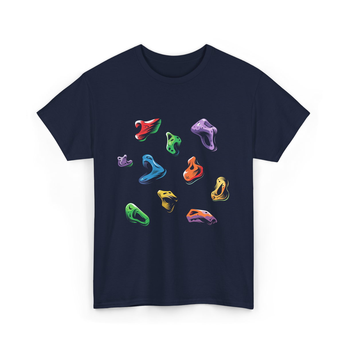 Colorful Climbing Holds Rock Climbing T-Shirt - Navy