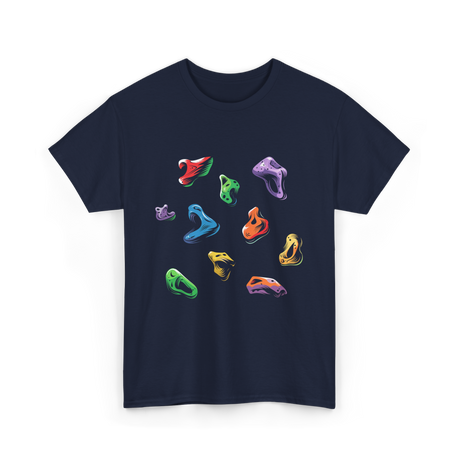 Colorful Climbing Holds Rock Climbing T-Shirt - Navy