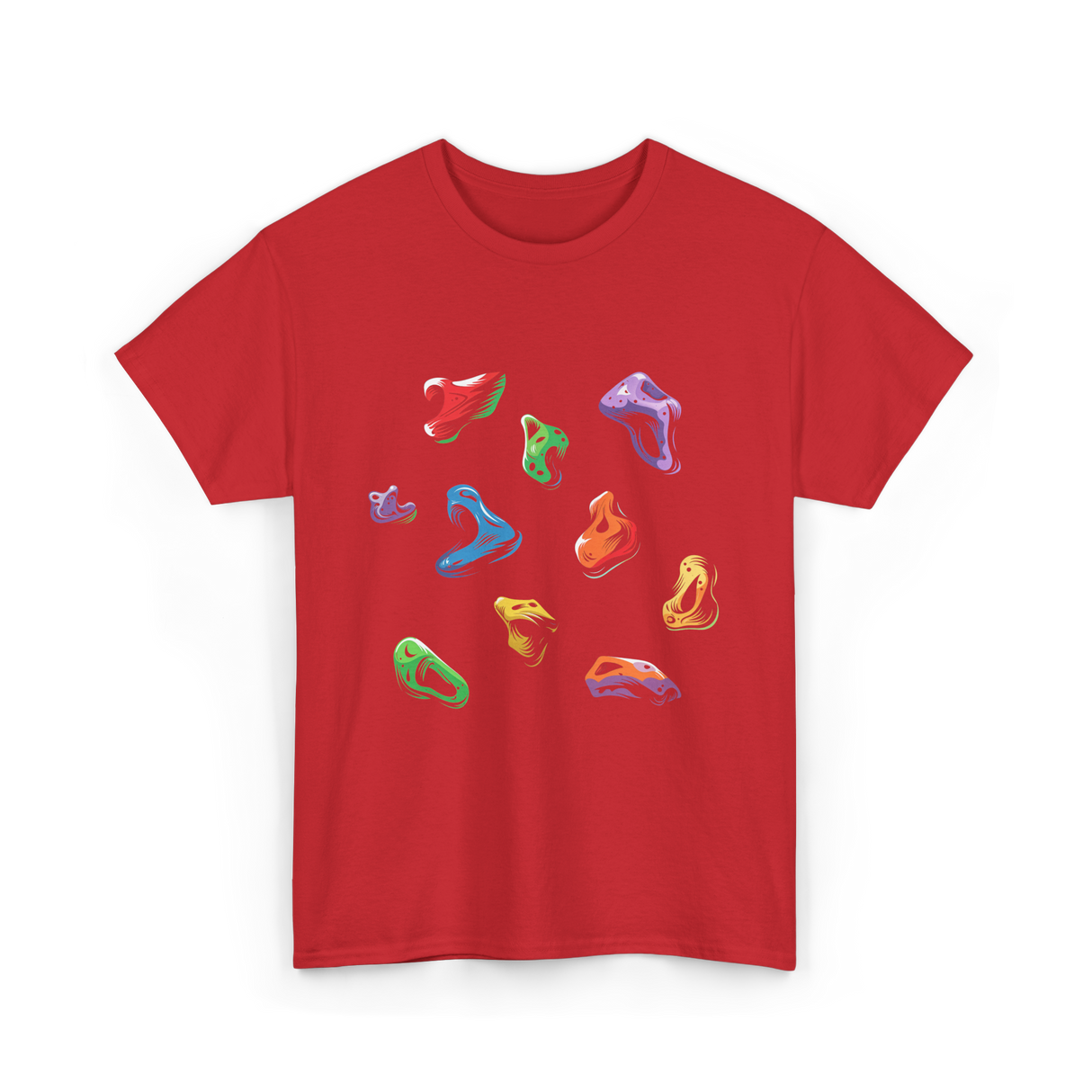 Colorful Climbing Holds Rock Climbing T-Shirt - Red