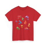 Colorful Climbing Holds Rock Climbing T-Shirt - Red