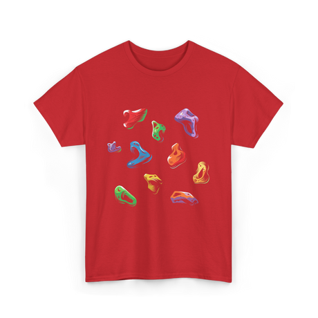 Colorful Climbing Holds Rock Climbing T-Shirt - Red