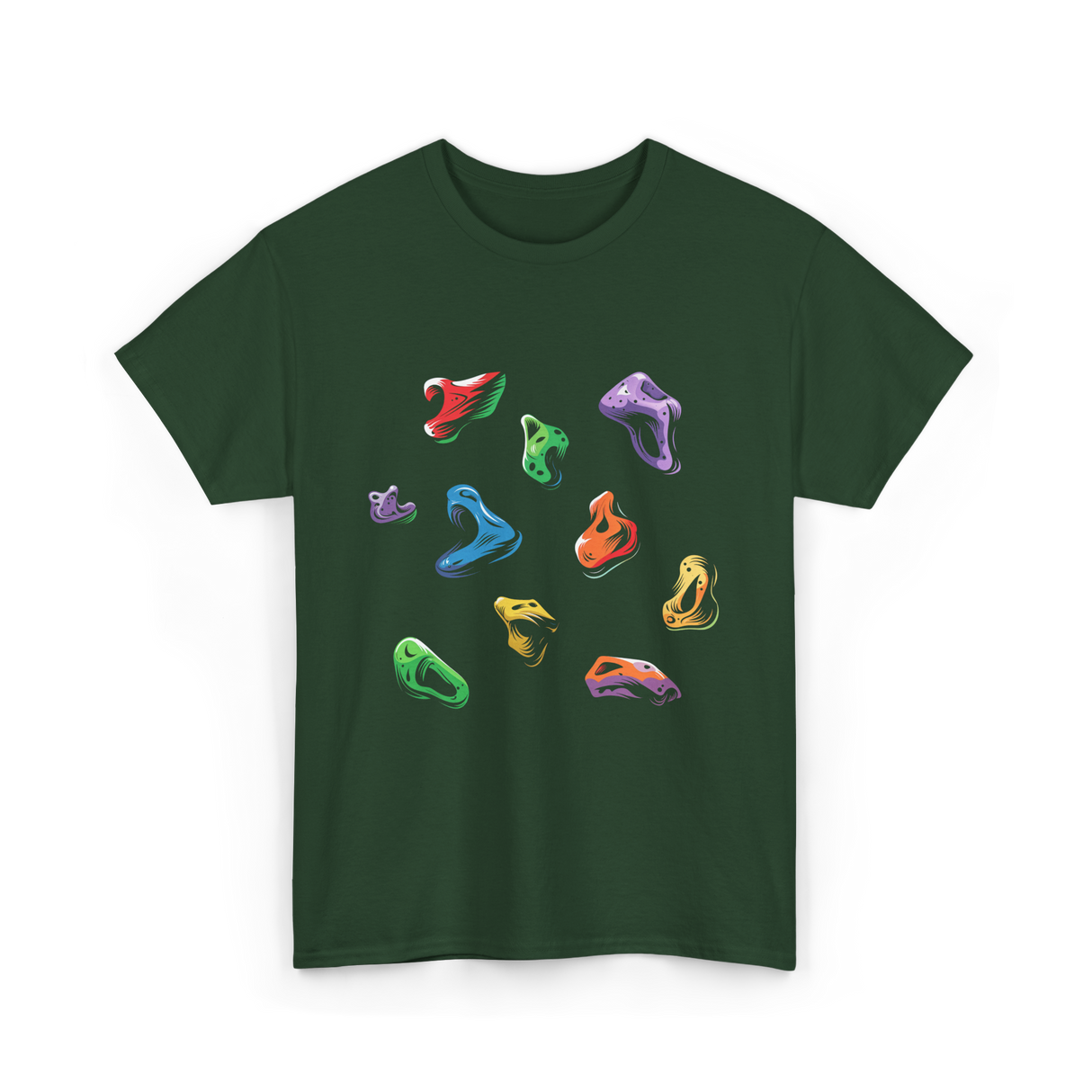 Colorful Climbing Holds Rock Climbing T-Shirt - Forest Green