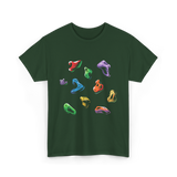 Colorful Climbing Holds Rock Climbing T-Shirt - Forest Green