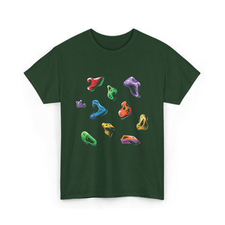 Colorful Climbing Holds Rock Climbing T-Shirt - Forest Green