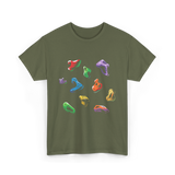 Colorful Climbing Holds Rock Climbing T-Shirt - Military Green