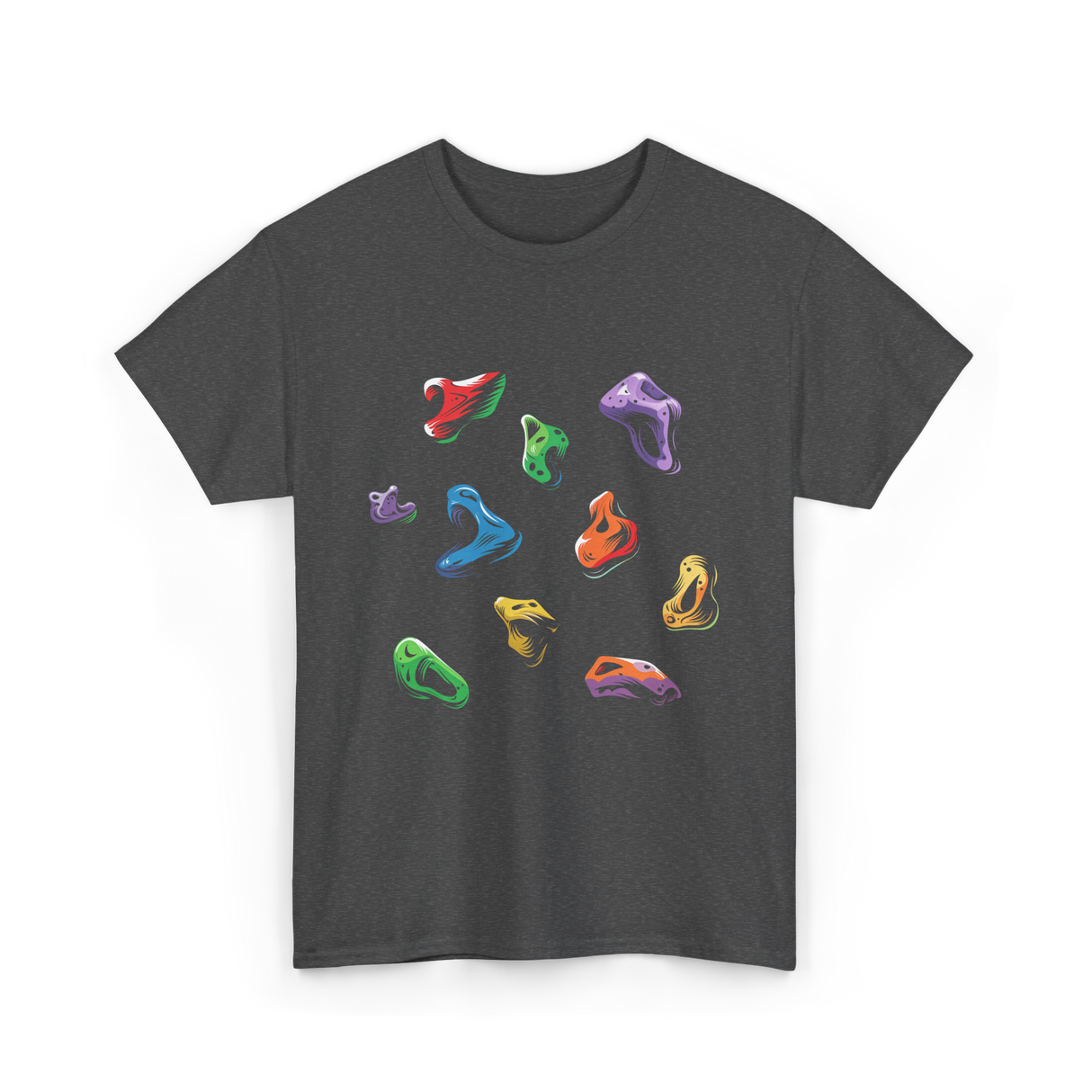 Colorful Climbing Holds Rock Climbing T-Shirt - Dark Heather