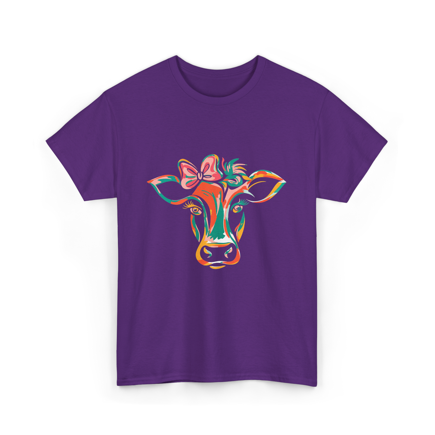 Colorful Cow Art Cow Decor T-Shirt - Purple