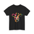 Colorful Cow Art Cow T-Shirt - Black