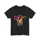 Colorful Cow Art Cow T-Shirt - Black