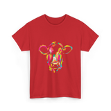 Colorful Cow Art Cow T-Shirt - Red