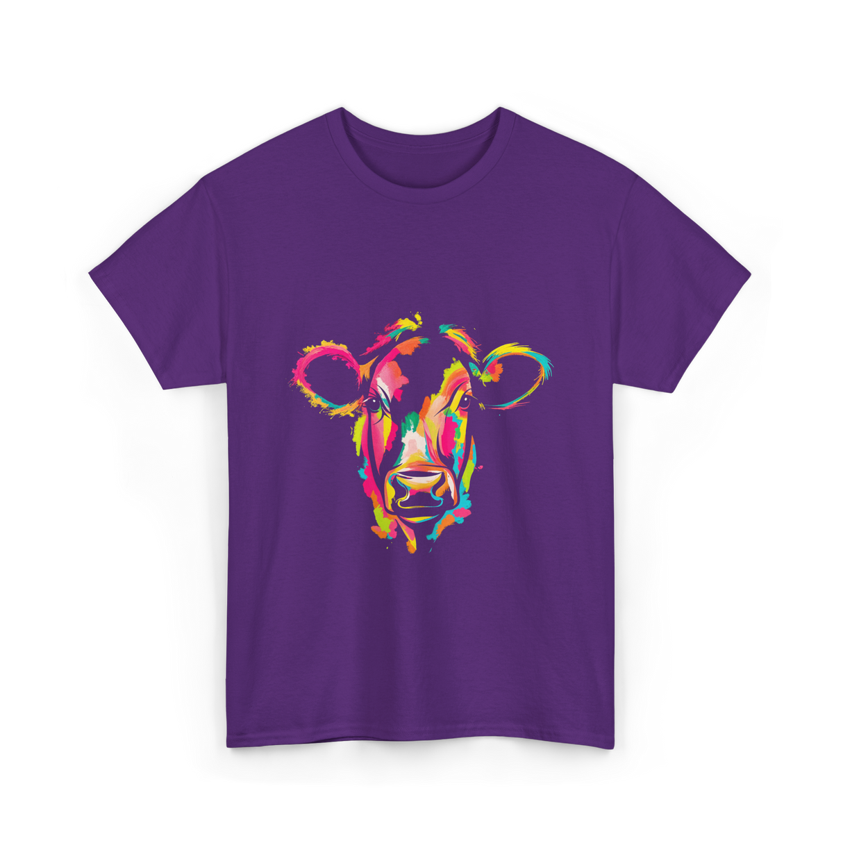 Colorful Cow Art Cow T-Shirt - Purple