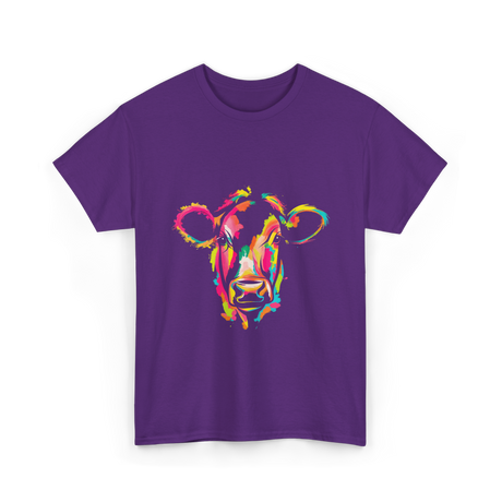 Colorful Cow Art Cow T-Shirt - Purple