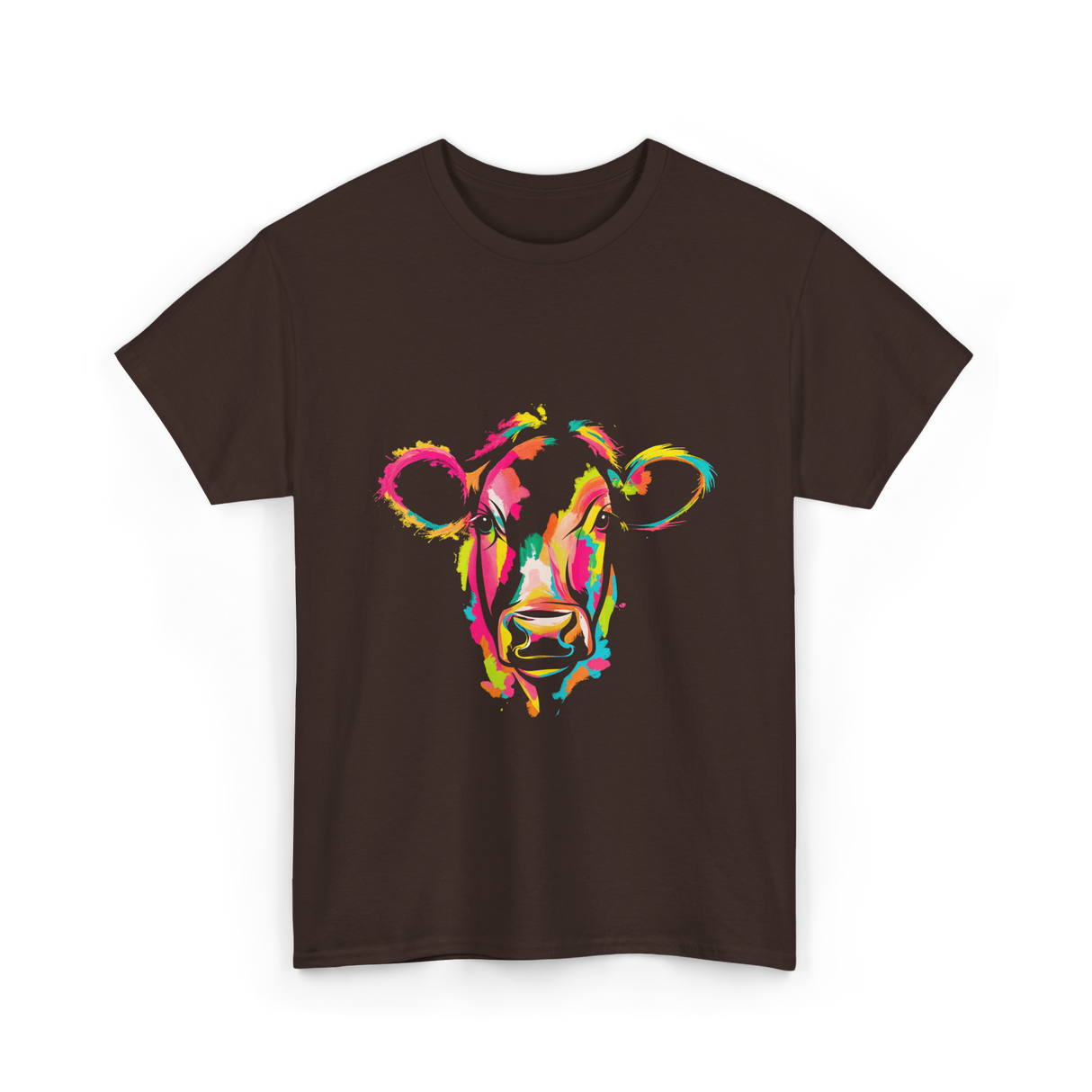 Colorful Cow Art Cow T-Shirt - Dark Chocolate