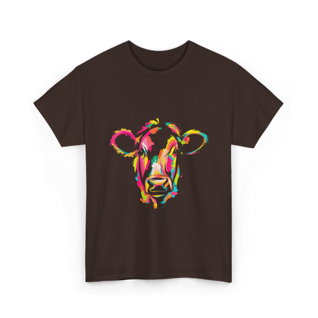 Colorful Cow Art Cow T-Shirt - Dark Chocolate