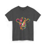 Colorful Cow Art Cow T-Shirt - Dark Heather