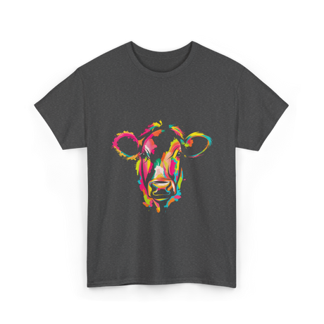 Colorful Cow Art Cow T-Shirt - Dark Heather