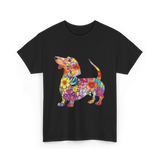 Colorful Dachshund Dog Art T-Shirt - Black