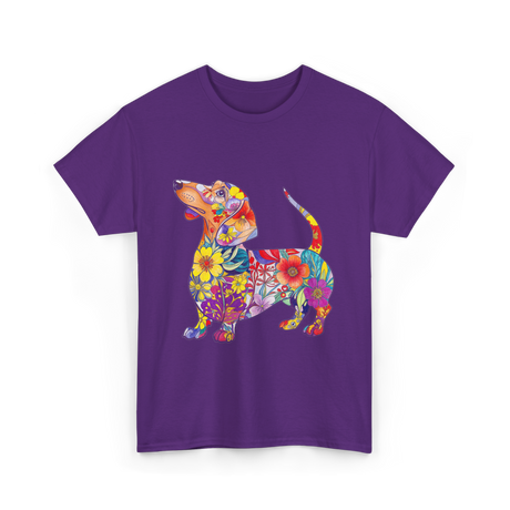 Colorful Dachshund Dog Art T-Shirt - Purple