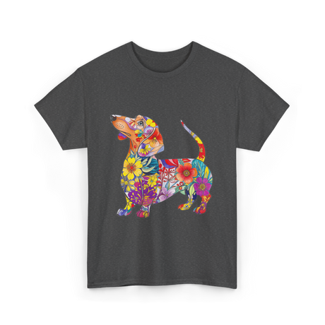 Colorful Dachshund Dog Art T-Shirt - Dark Heather