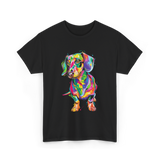 Colorful Dachshund Dog Lover T-Shirt - Black