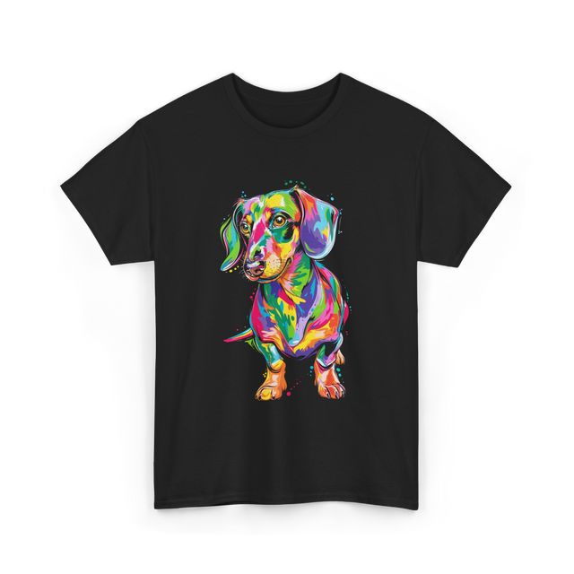 Colorful Dachshund Dog Lover T-Shirt - Black