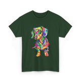 Colorful Dachshund Dog Lover T-Shirt - Forest Green