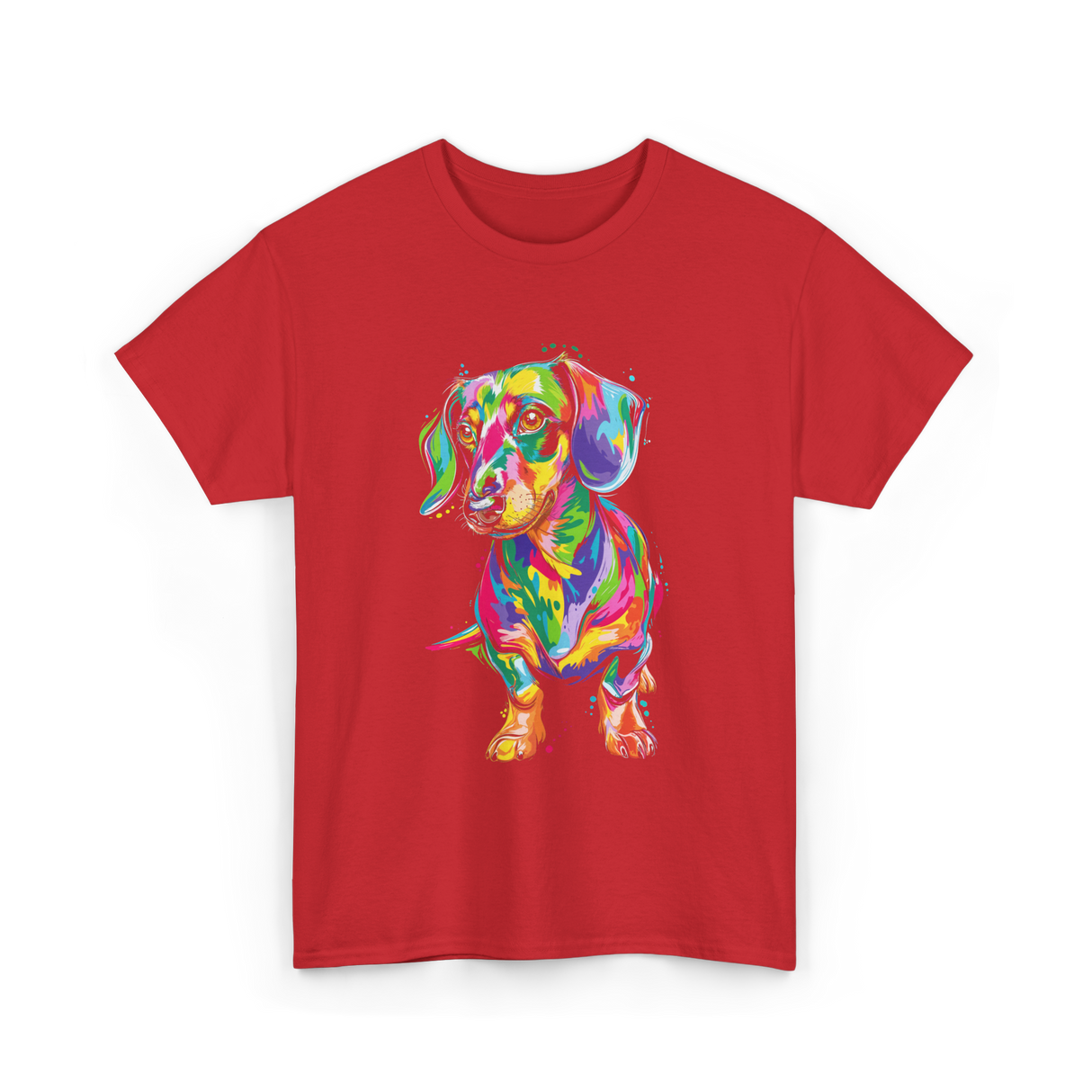 Colorful Dachshund Dog Lover T-Shirt - Red