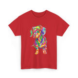 Colorful Dachshund Dog Lover T-Shirt - Red