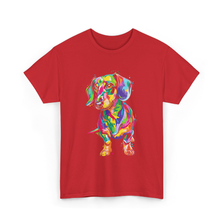 Colorful Dachshund Dog Lover T-Shirt - Red