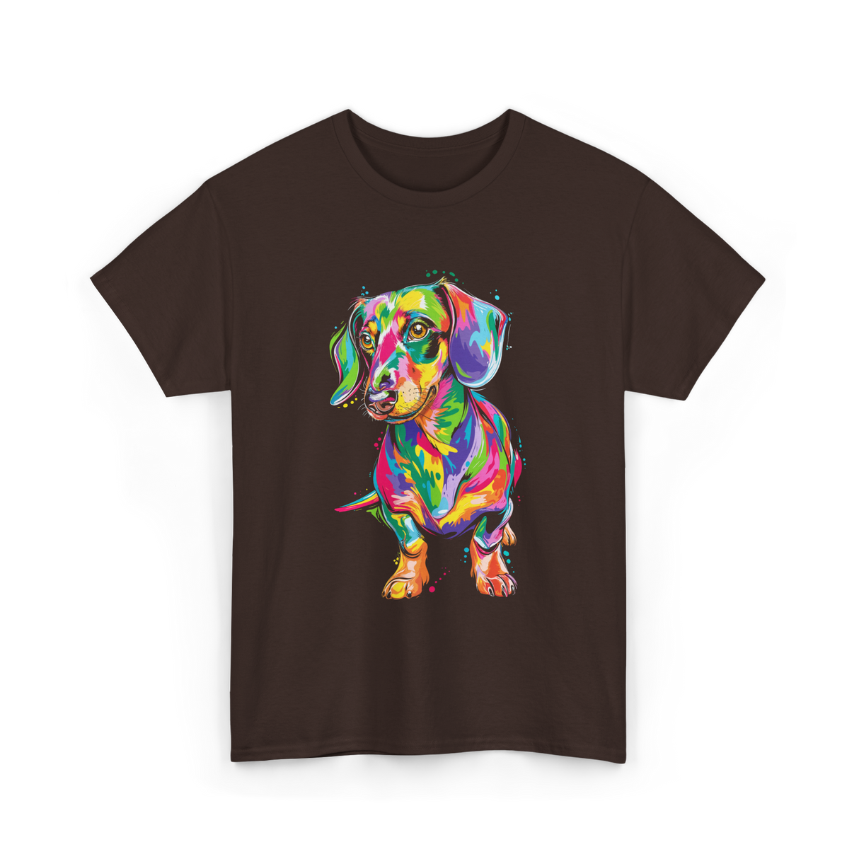 Colorful Dachshund Dog Lover T-Shirt - Dark Chocolate