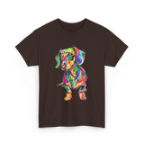 Colorful Dachshund Dog Lover T-Shirt - Dark Chocolate