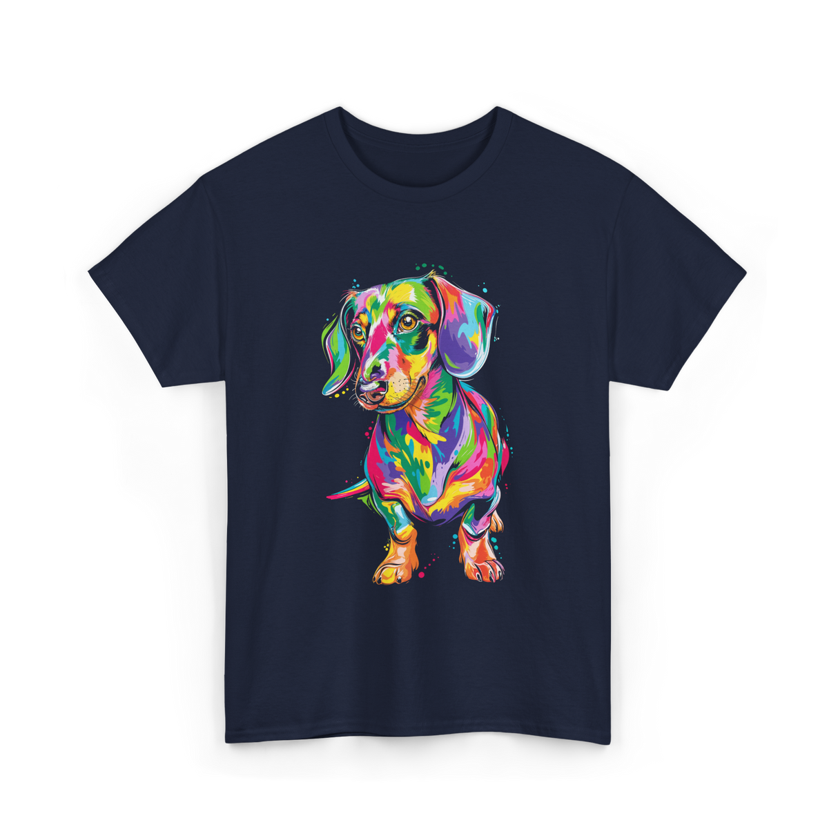 Colorful Dachshund Dog Lover T-Shirt - Navy