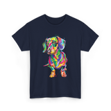 Colorful Dachshund Dog Lover T-Shirt - Navy