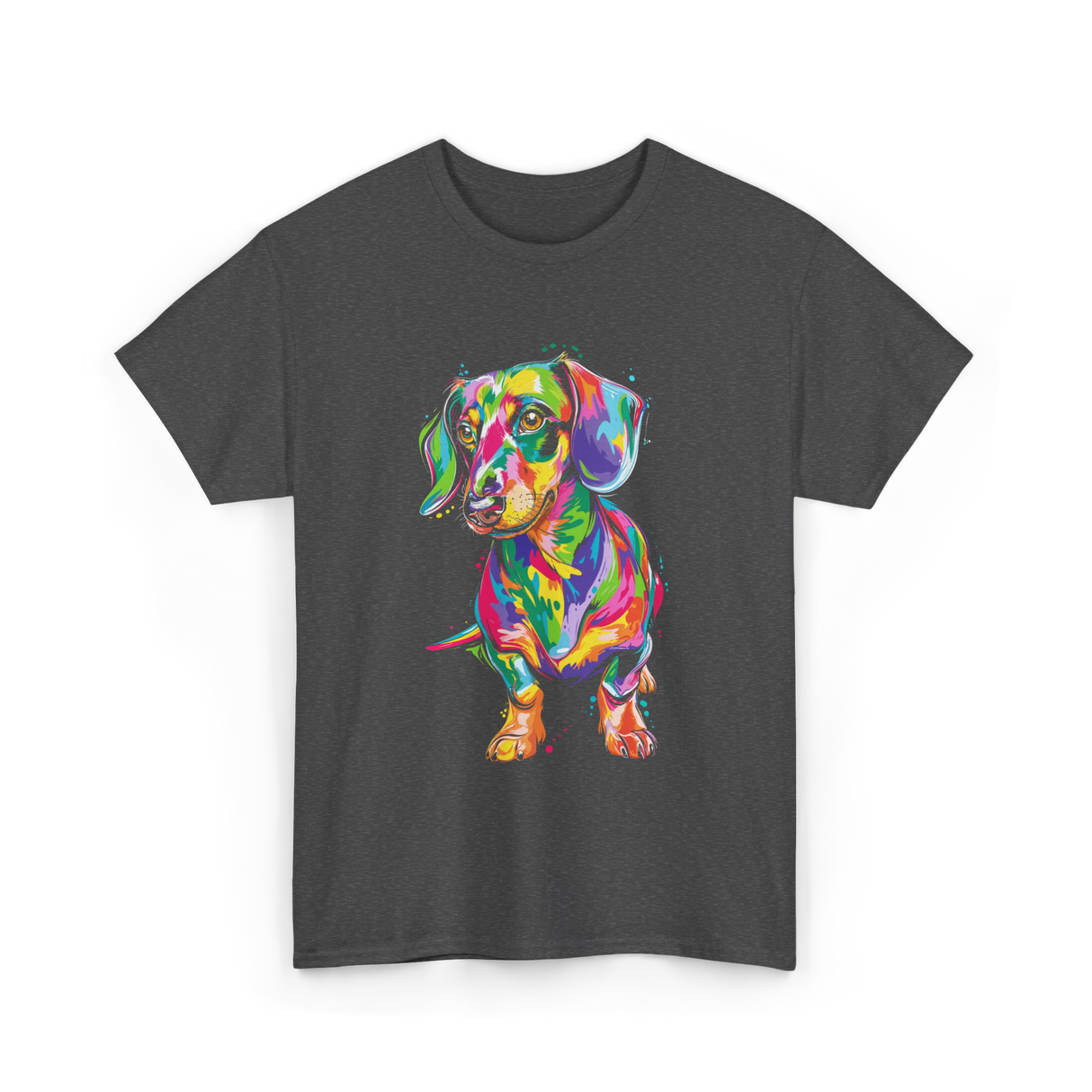 Colorful Dachshund Dog Lover T-Shirt - Dark Heather