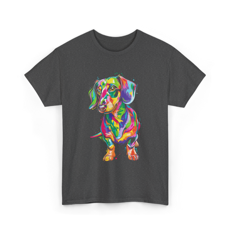 Colorful Dachshund Dog Lover T-Shirt - Dark Heather