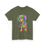 Colorful Dachshund Dog Lover T-Shirt - Military Green