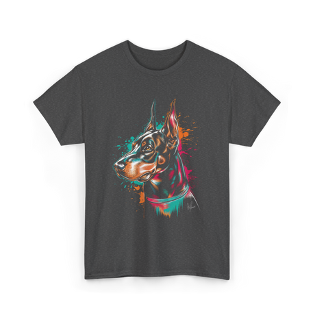 Colorful Doberman Pinscher Dog Owners T-Shirt - Dark Heather