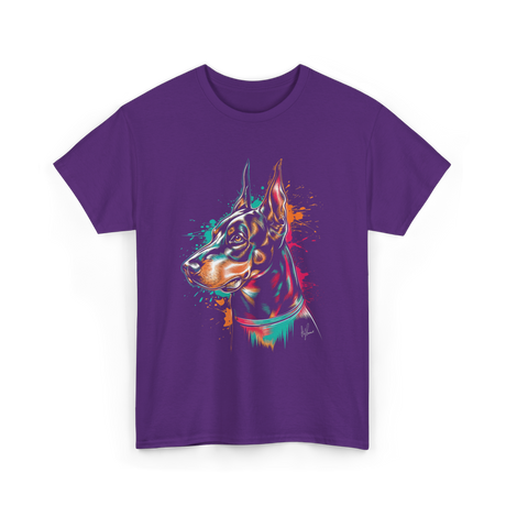 Colorful Doberman Pinscher Dog Owners T-Shirt - Purple