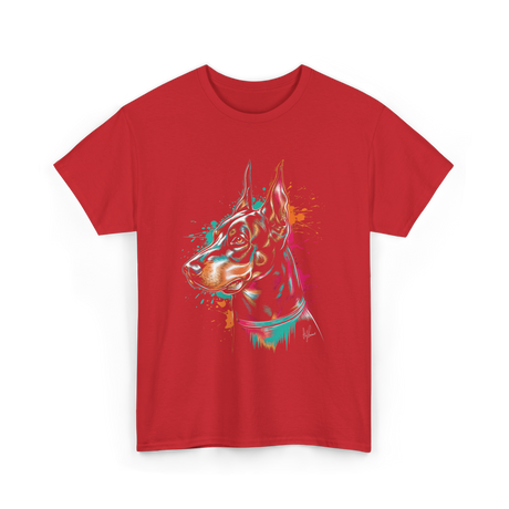 Colorful Doberman Pinscher Dog Owners T-Shirt - Red