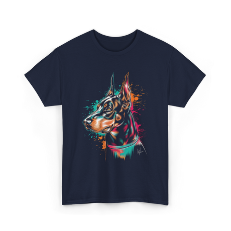 Colorful Doberman Pinscher Dog Owners T-Shirt - Navy