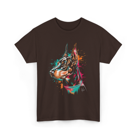 Colorful Doberman Pinscher Dog Owners T-Shirt - Dark Chocolate