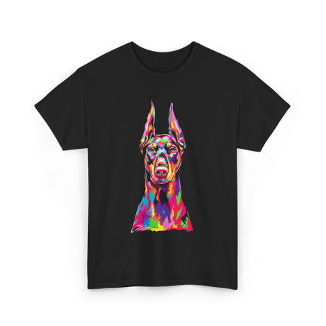 Colorful Doberman Pop Art Dog T-Shirt - Black