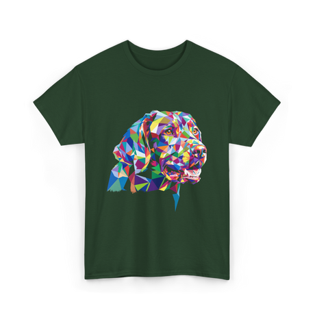 Colorful Dog Art Dog Lovers T-Shirt - Forest Green