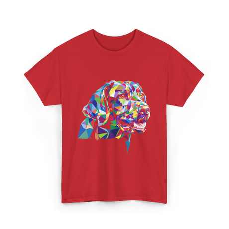 Colorful Dog Art Dog Lovers T-Shirt - Red