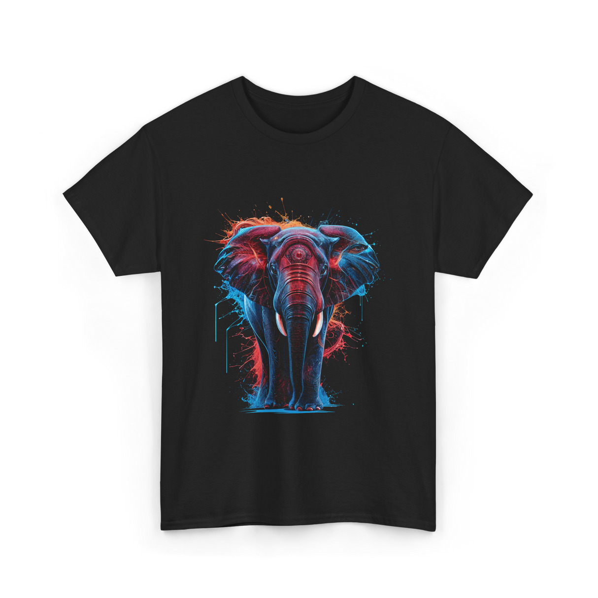 Colorful Elephant Art Elephant T-Shirt - Black