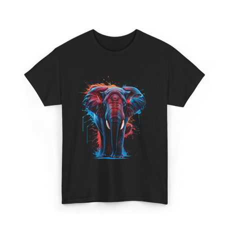 Colorful Elephant Art Elephant T-Shirt - Black