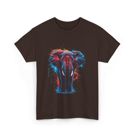 Colorful Elephant Art Elephant T-Shirt - Dark Chocolate