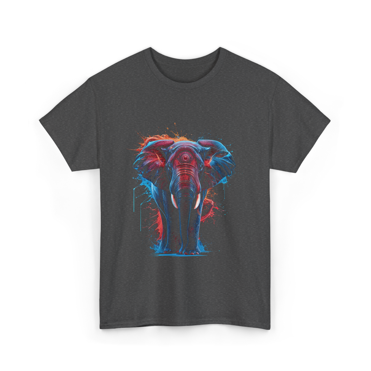 Colorful Elephant Art Elephant T-Shirt - Dark Heather